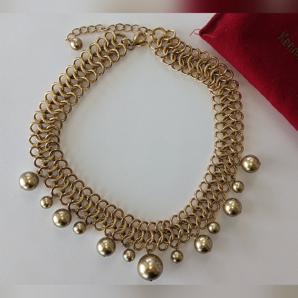 Vtg Gold Tone Collar Choker Necklace KJL 15” Long Statement Gorgeous - Picture 2 of 9